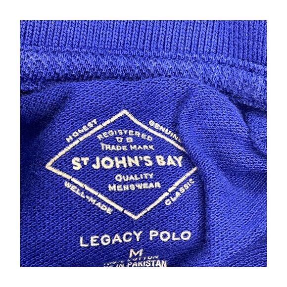 St. John's Bay Legacy Polo Shirt Medium Blue 100% Cotton Short Sleeve Classic - Picture 3 of 7